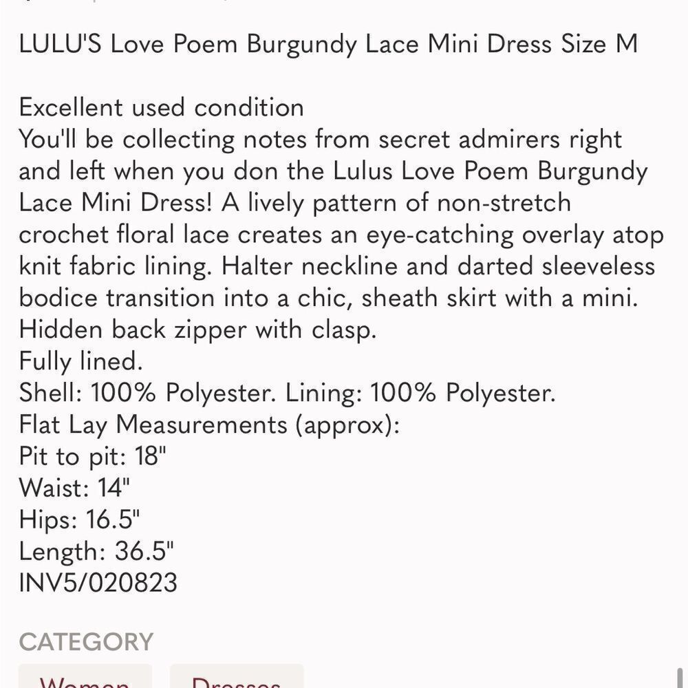 Lulus love poem burgundy lace mini dress M - Picture 3 of 10